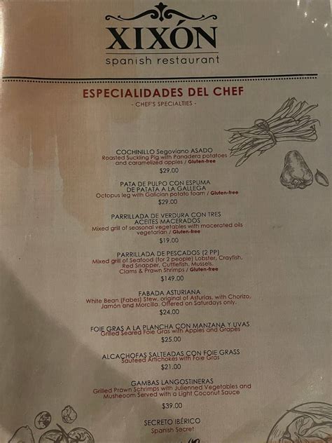 xixon menu|xixón spanish restaurant.